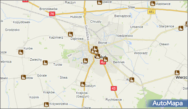 mapa Wieluń, Wieluń na mapie Targeo