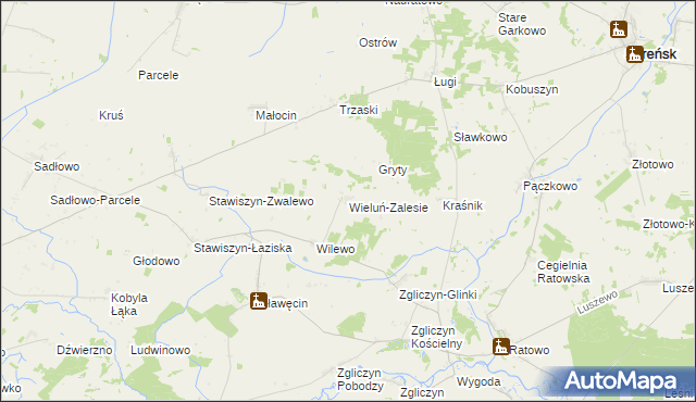 mapa Wieluń-Zalesie, Wieluń-Zalesie na mapie Targeo