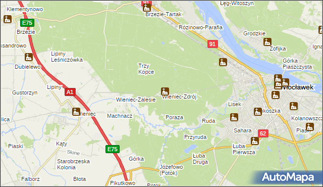 mapa Wieniec-Zdrój, Wieniec-Zdrój na mapie Targeo