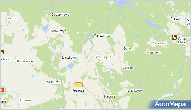 mapa Wierszyno, Wierszyno na mapie Targeo