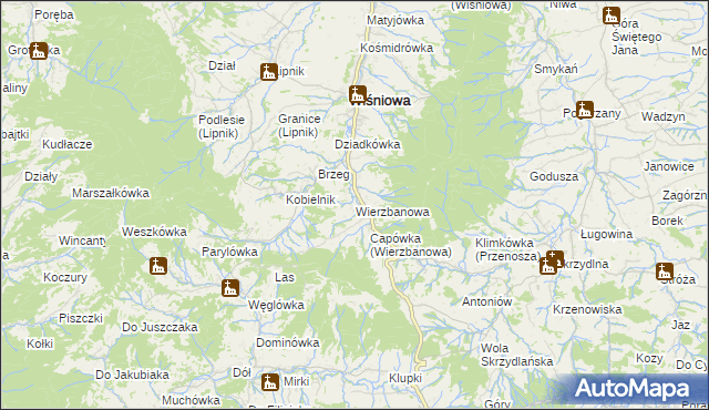 mapa Wierzbanowa, Wierzbanowa na mapie Targeo