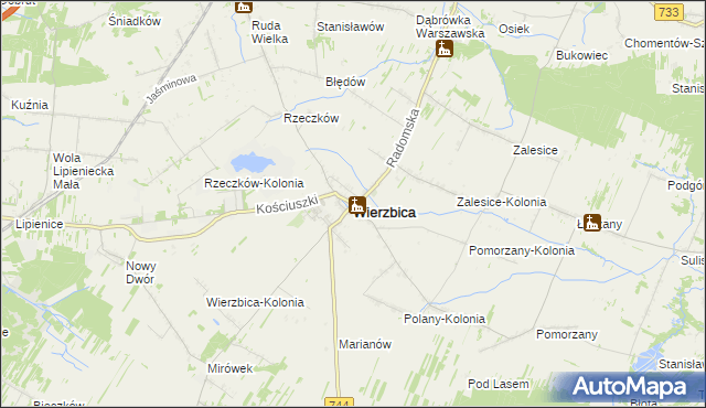 mapa Wierzbica powiat radomski, Wierzbica powiat radomski na mapie Targeo