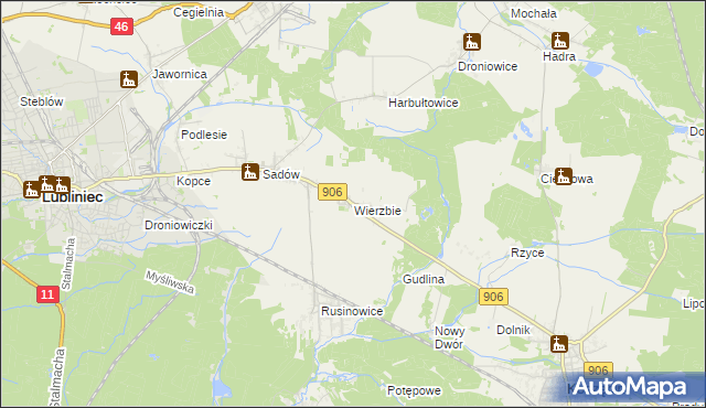 mapa Wierzbie gmina Koszęcin, Wierzbie gmina Koszęcin na mapie Targeo