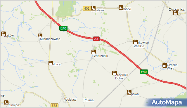 mapa Wierzbnik gmina Grodków, Wierzbnik gmina Grodków na mapie Targeo