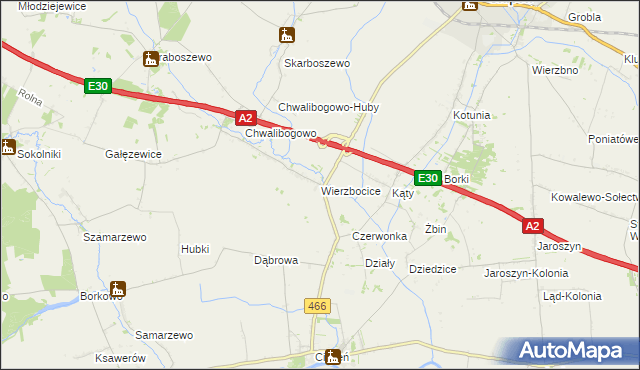 mapa Wierzbocice, Wierzbocice na mapie Targeo