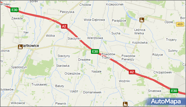 mapa Wierzbówka gmina Wartkowice, Wierzbówka gmina Wartkowice na mapie Targeo