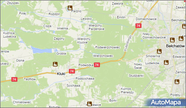 mapa Wierzchowiec, Wierzchowiec na mapie Targeo