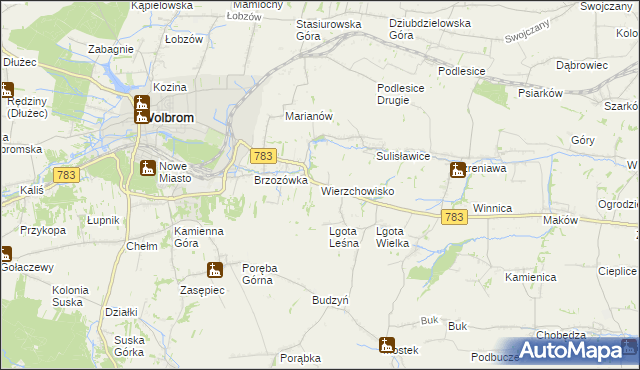 mapa Wierzchowisko gmina Wolbrom, Wierzchowisko gmina Wolbrom na mapie Targeo