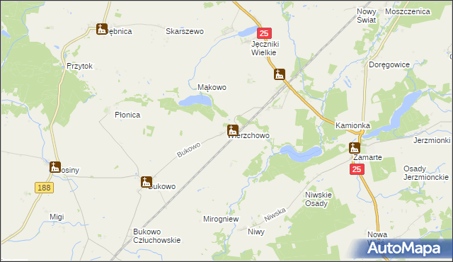 mapa Wierzchowo gmina Człuchów, Wierzchowo gmina Człuchów na mapie Targeo