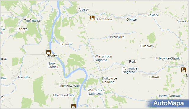 mapa Wierzchuca Nagórna, Wierzchuca Nagórna na mapie Targeo