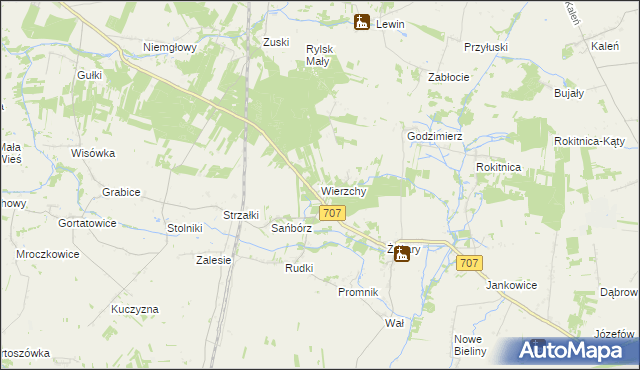 mapa Wierzchy gmina Nowe Miasto nad Pilicą, Wierzchy gmina Nowe Miasto nad Pilicą na mapie Targeo