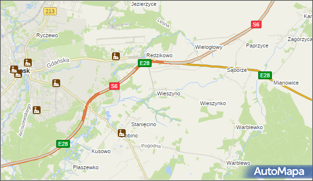 mapa Wieszyno, Wieszyno na mapie Targeo