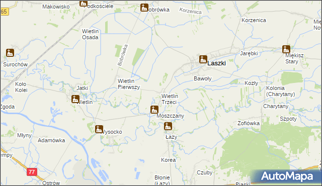 mapa Wietlin Trzeci, Wietlin Trzeci na mapie Targeo