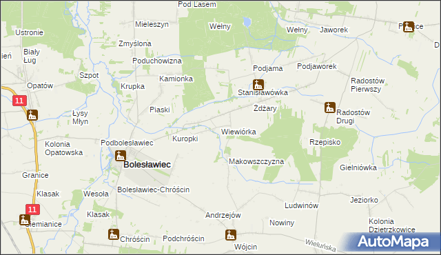 mapa Wiewiórka gmina Bolesławiec, Wiewiórka gmina Bolesławiec na mapie Targeo