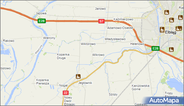 mapa Wikrowo gmina Gronowo Elbląskie, Wikrowo gmina Gronowo Elbląskie na mapie Targeo