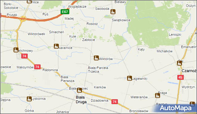 mapa Wiktorów gmina Biała, Wiktorów gmina Biała na mapie Targeo