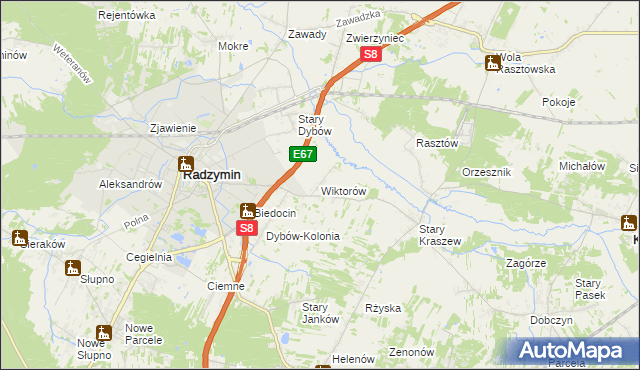 mapa Wiktorów gmina Radzymin, Wiktorów gmina Radzymin na mapie Targeo