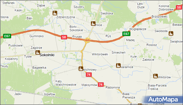 mapa Wiktorówek, Wiktorówek na mapie Targeo