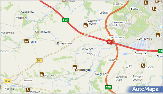 mapa Wilczyce gmina Krotoszyce, Wilczyce gmina Krotoszyce na mapie Targeo