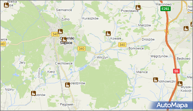 mapa Wilczyn gmina Oborniki Śląskie, Wilczyn gmina Oborniki Śląskie na mapie Targeo