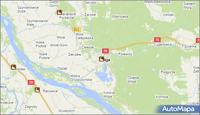 mapa Wilga, Wilga na mapie Targeo