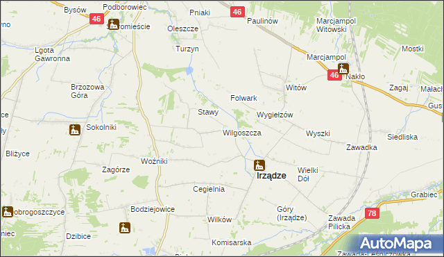 mapa Wilgoszcza, Wilgoszcza na mapie Targeo