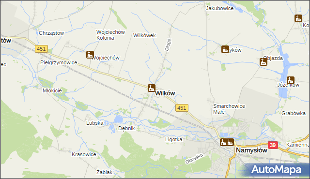 mapa Wilków powiat namysłowski, Wilków powiat namysłowski na mapie Targeo