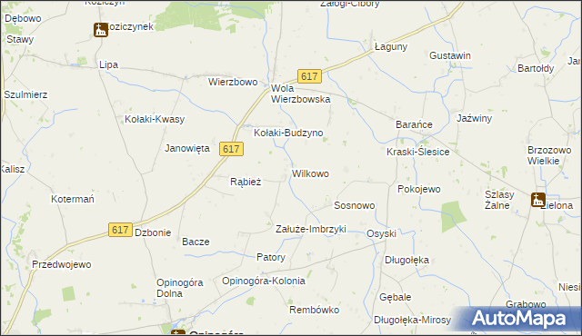 mapa Wilkowo gmina Opinogóra Górna, Wilkowo gmina Opinogóra Górna na mapie Targeo