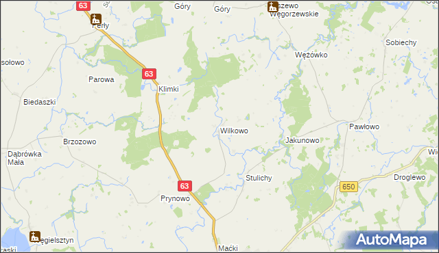 mapa Wilkowo gmina Węgorzewo, Wilkowo gmina Węgorzewo na mapie Targeo