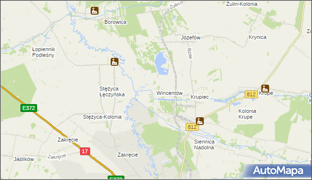 mapa Wincentów gmina Krasnystaw, Wincentów gmina Krasnystaw na mapie Targeo