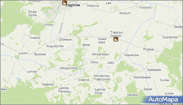 mapa Wincentowo gmina Zagórów, Wincentowo gmina Zagórów na mapie Targeo