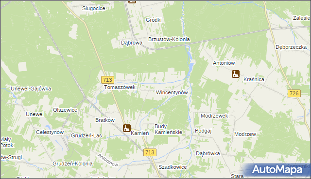 mapa Wincentynów, Wincentynów na mapie Targeo