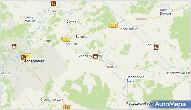 mapa Winna-Poświętna, Winna-Poświętna na mapie Targeo