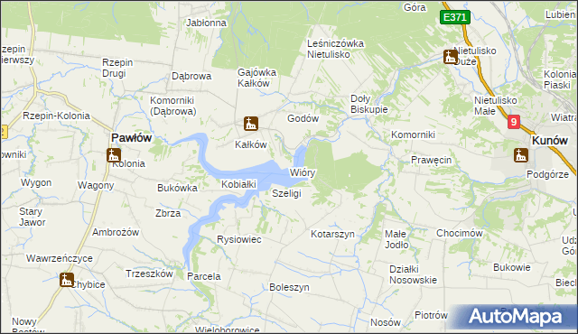 mapa Wióry, Wióry na mapie Targeo