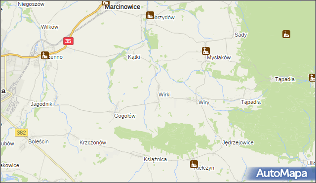 mapa Wirki, Wirki na mapie Targeo