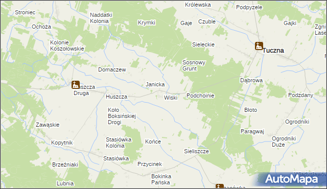 mapa Wiski gmina Tuczna, Wiski gmina Tuczna na mapie Targeo