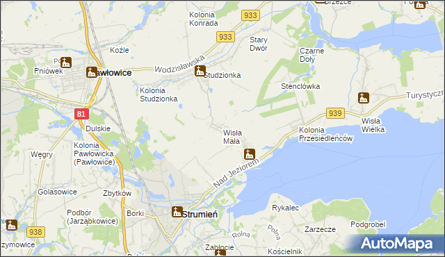 mapa Wisła Mała, Wisła Mała na mapie Targeo