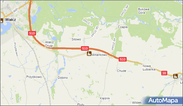 mapa Witankowo, Witankowo na mapie Targeo