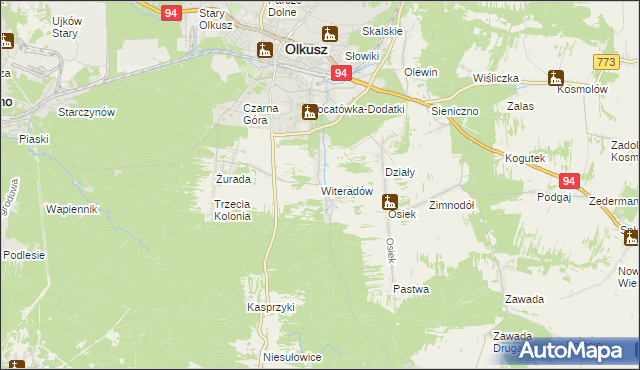 mapa Witeradów, Witeradów na mapie Targeo