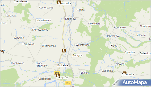 mapa Witostowice, Witostowice na mapie Targeo