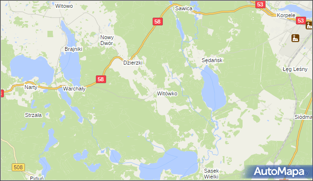 mapa Witówko, Witówko na mapie Targeo