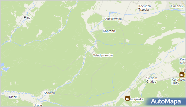 mapa Władysławów gmina Dzwola, Władysławów gmina Dzwola na mapie Targeo