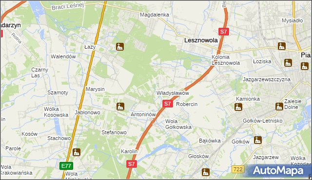 mapa Władysławów gmina Lesznowola, Władysławów gmina Lesznowola na mapie Targeo