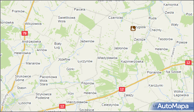 mapa Władysławów gmina Policzna, Władysławów gmina Policzna na mapie Targeo