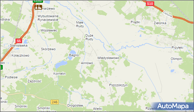 mapa Władysławowo gmina Łabiszyn, Władysławowo gmina Łabiszyn na mapie Targeo