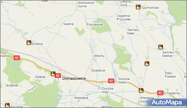 mapa Włochy gmina Domaszowice, Włochy gmina Domaszowice na mapie Targeo