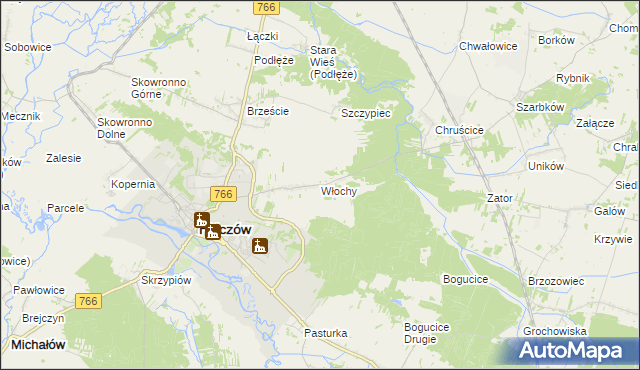 mapa Włochy gmina Pińczów, Włochy gmina Pińczów na mapie Targeo