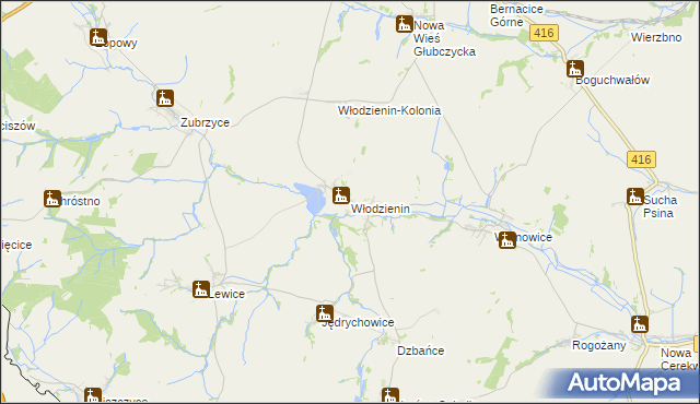 mapa Włodzienin, Włodzienin na mapie Targeo