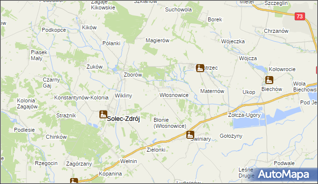 mapa Włosnowice, Włosnowice na mapie Targeo