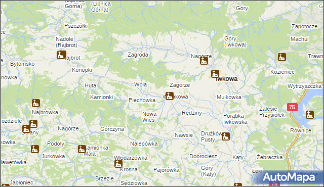 mapa Wojakowa, Wojakowa na mapie Targeo